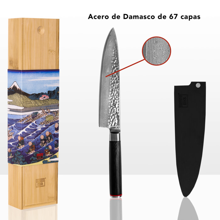 Cuchillo de Chef martillado "Gyuto" - 200mm - Colección Pakka Damascus