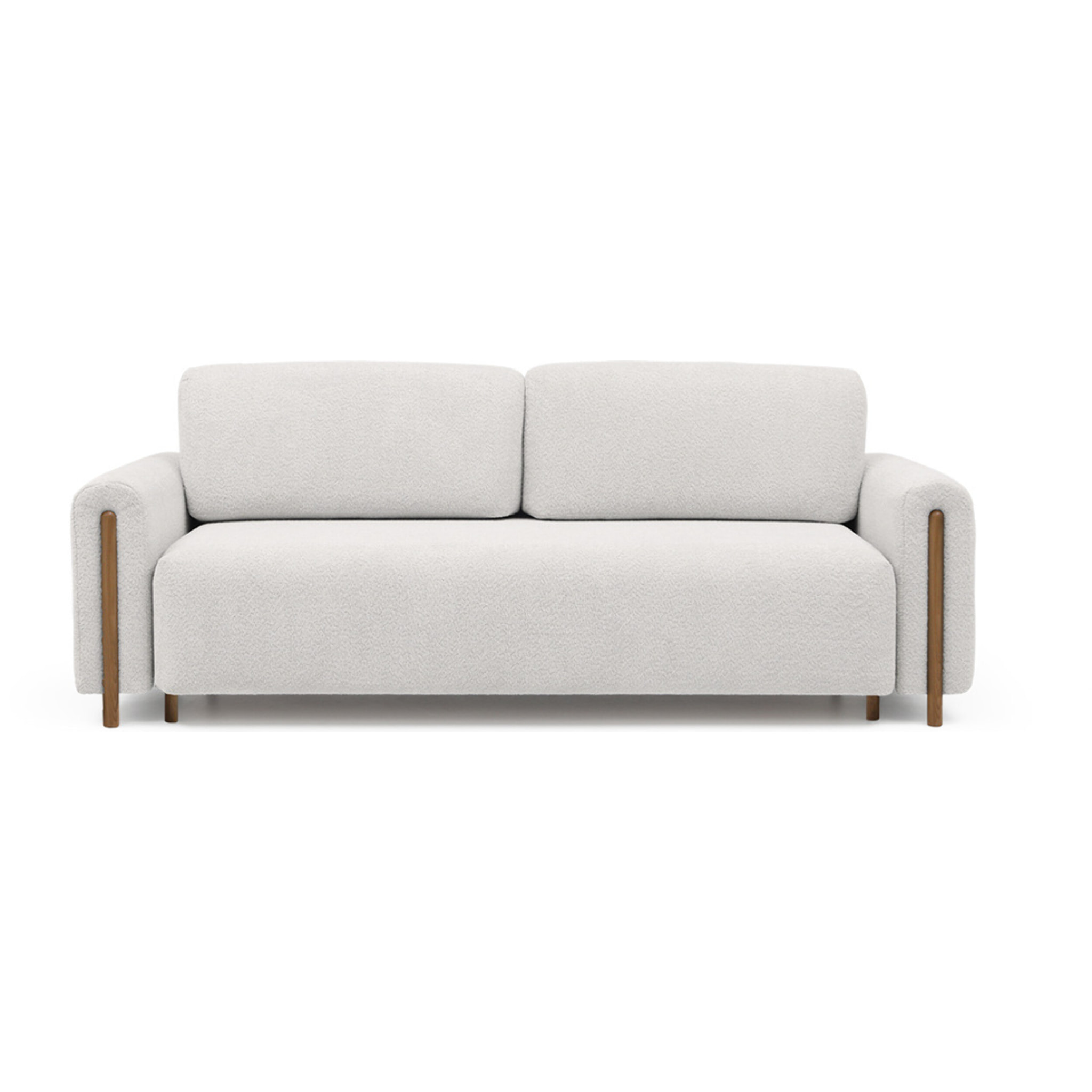 Glendale - canapé droit 3 places - convertible avec coffre - en tissu bouclette - Beige