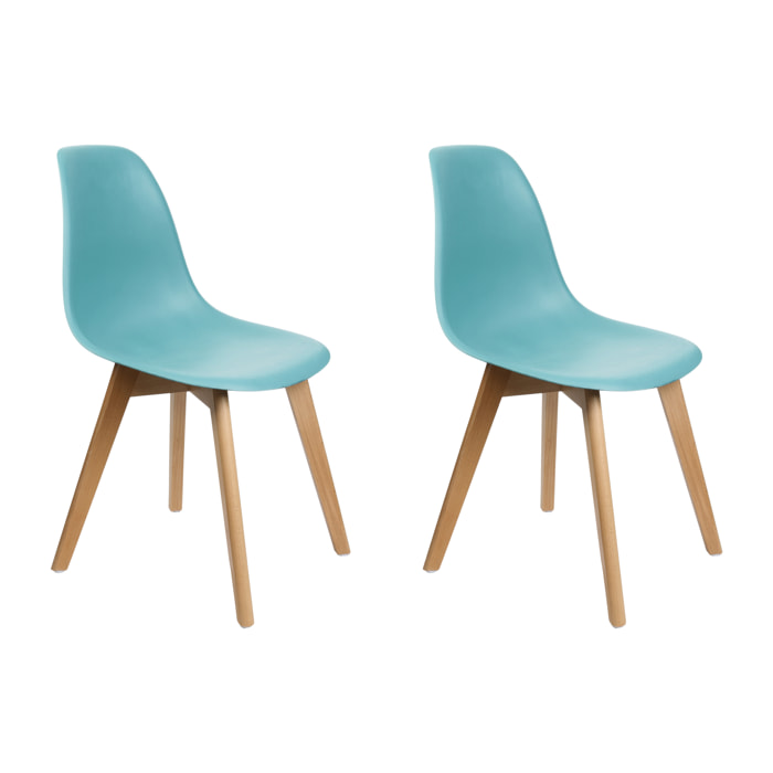 Chaise Scandinave Coque Bleu Celadon - Lot De 2