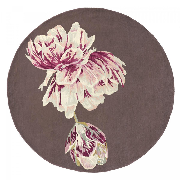 Tapis rond fait à la main en laine motif floral NUITORB