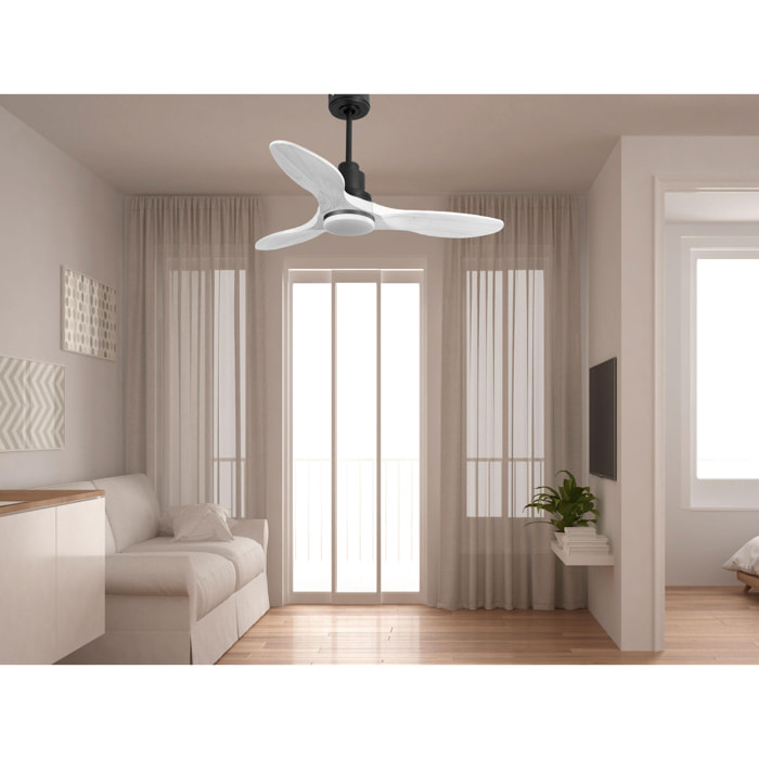 Ventilateur de plafond Réversible  Thermostat Dimmable Wifi Moteur à courant continu Toits en pente Télécommande Lumière à trois tons Hypersilence Mémoire