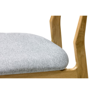 Chaises scandinaves en tissu effet velours texturé gris chiné et bois clair chêne massif (lot de 2) MAYA