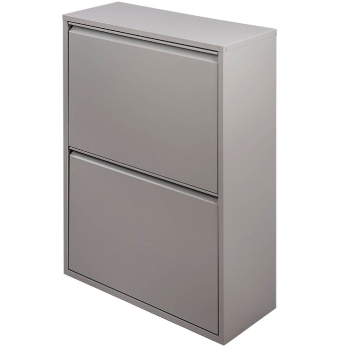 Pattumiera Raccolta Differenziata In Metallo Con 4 Cestini Estraibili E 2 Ante A Ribalta Bidone Cestino Salvaspazio 60 x 25 x 92.5 Cm Grigio