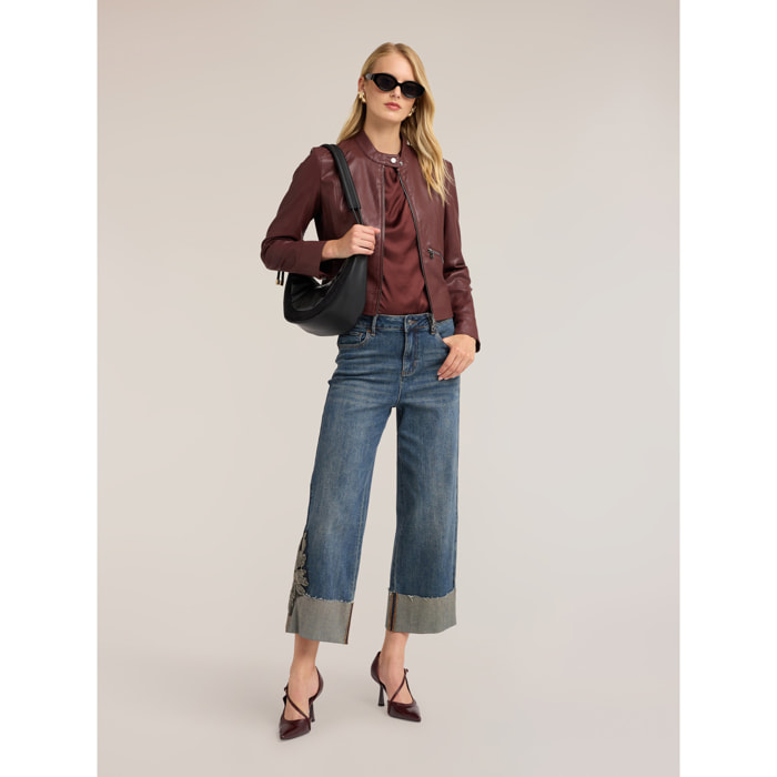 Motivi - Jeans cropped con patch ricamato - Azzurro