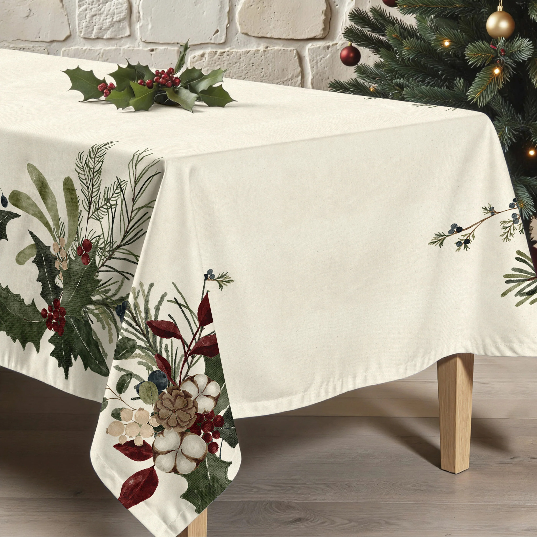 Nappe Anti-tâches Toucher du Tissu Christmas Muerdago