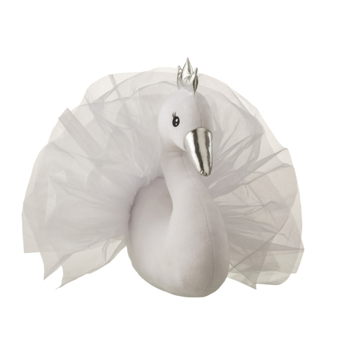 J-Line décoration murale Cygne - peluche - blanc/argent