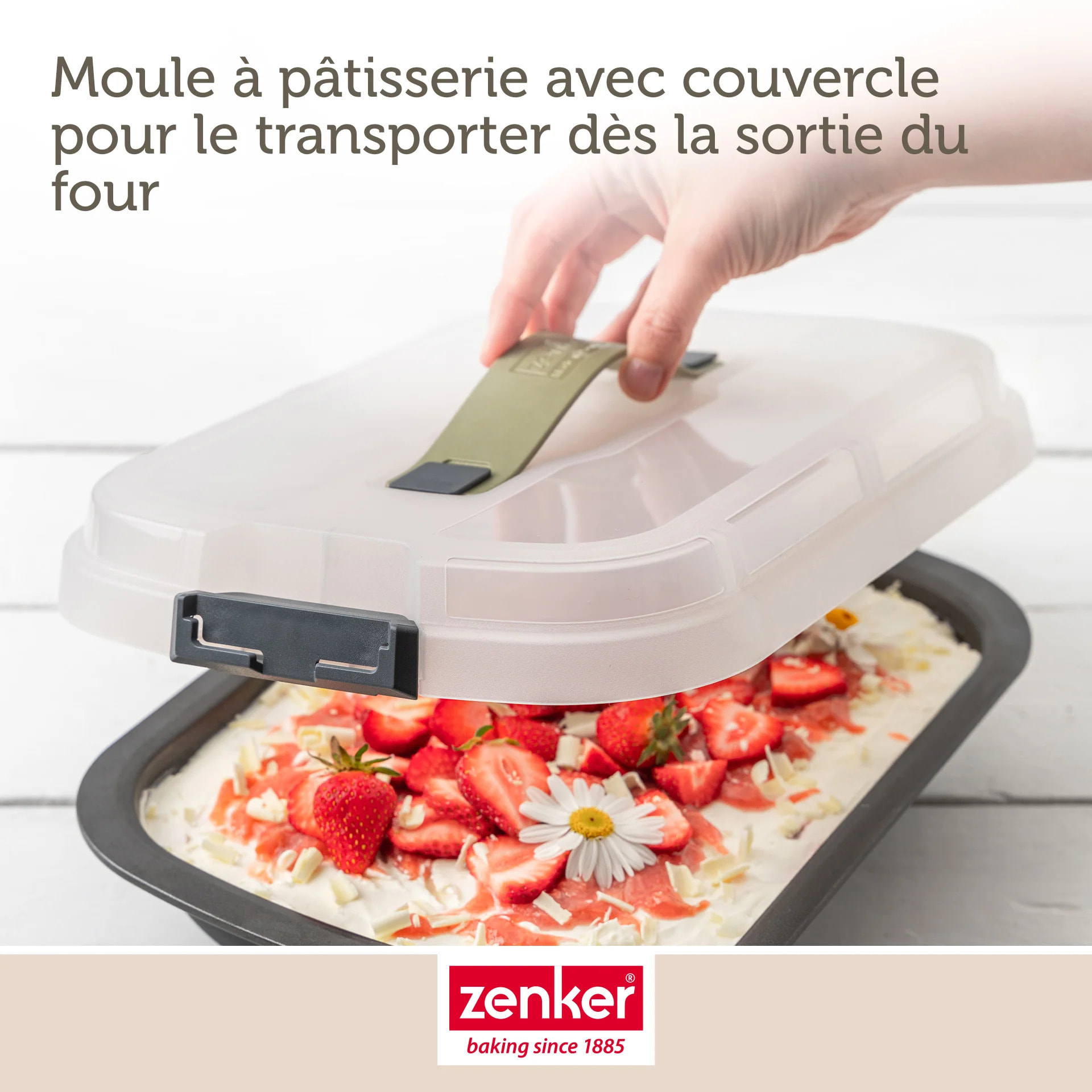 Moule à gâteaux rectangulaire avec couvercle de transport 34 x 24 cm Zenker Bake Click and Go