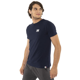 Camiseta de hombre de manga corta de algodón elástico con pequeño logo "Basic"