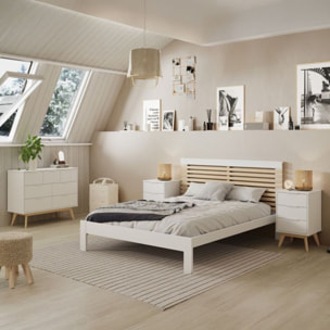 Mesita de noche Numa 3 cajones Blanco - Oak Soft