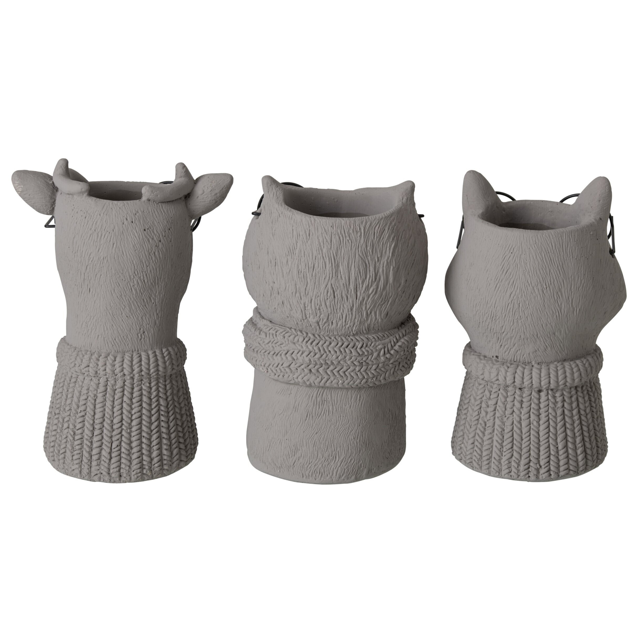 J-Line 3 cache-pots - ciment - gris foncé/noir