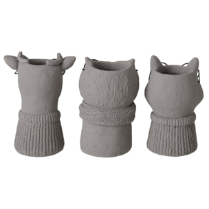 J-Line 3 cache-pots - ciment - gris foncé/noir