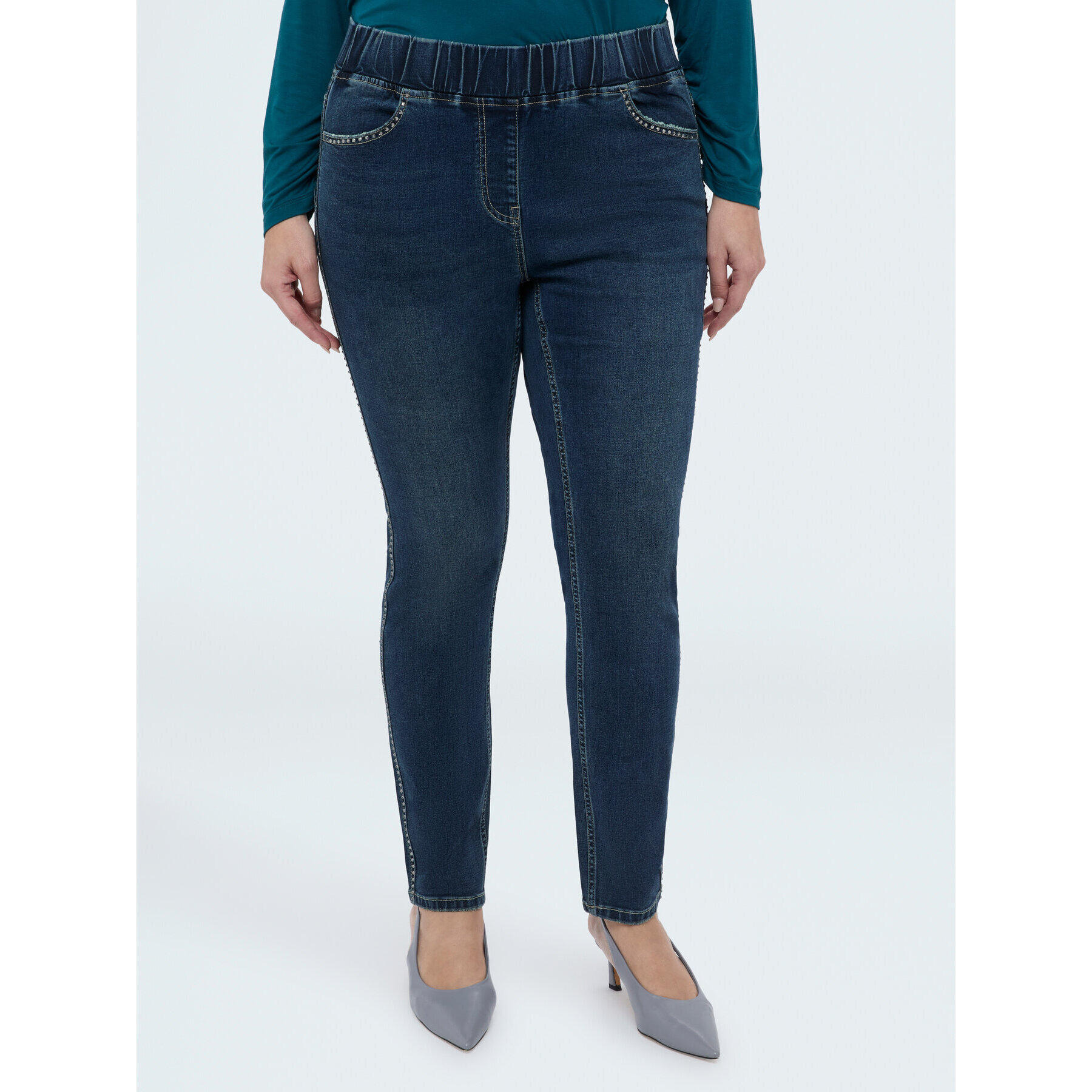 Fiorella Rubino - Jeggings effetto washed con applicazioni - Blu