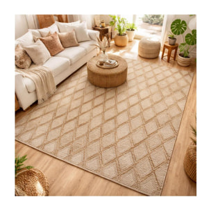 Tapis artisanal Duvi aspect relief, tapis kilim en jute