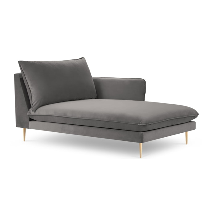 Méridienne droite "Vienna" en velours gris clair