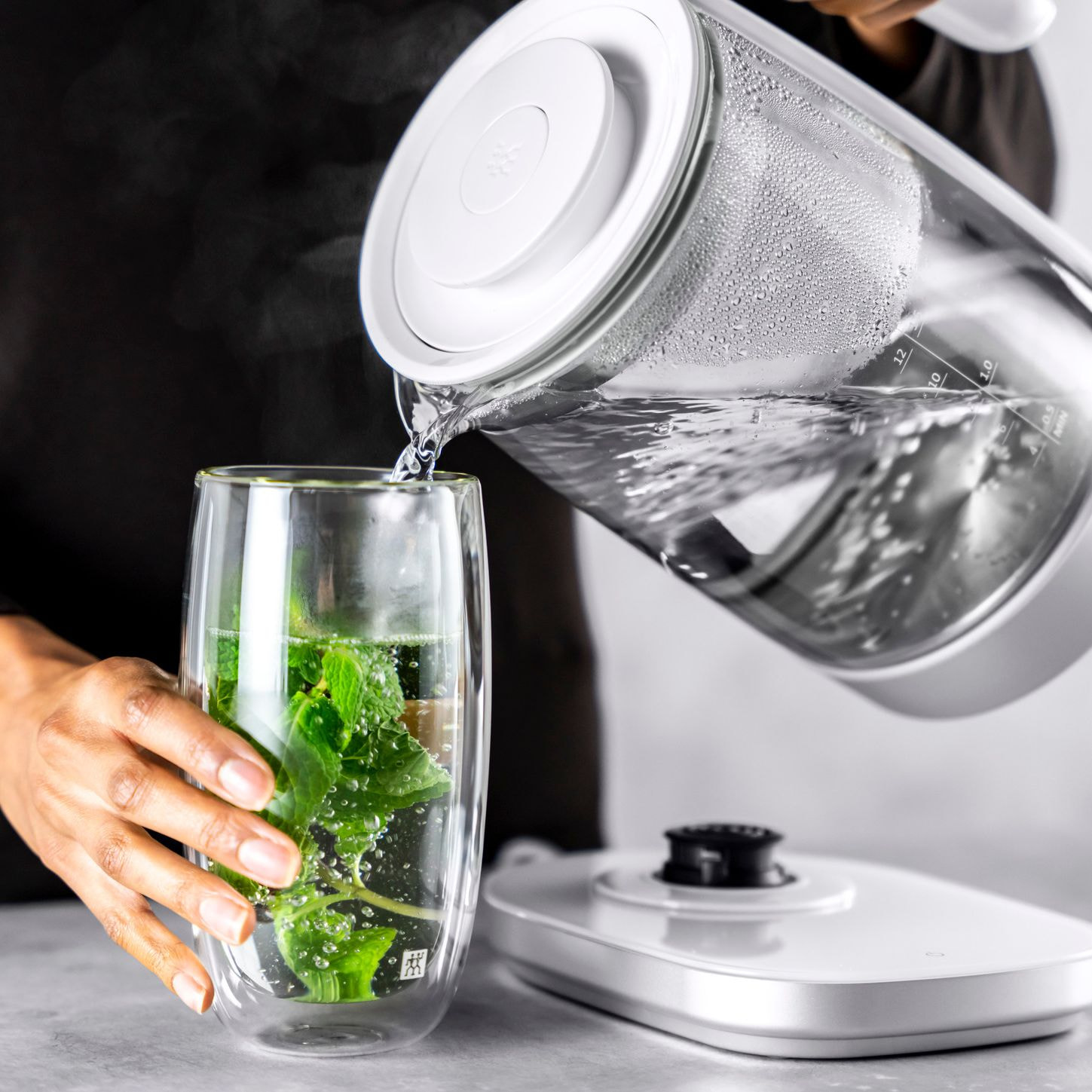 Bouilloire théière électrique en verre ENFINIGY Argent