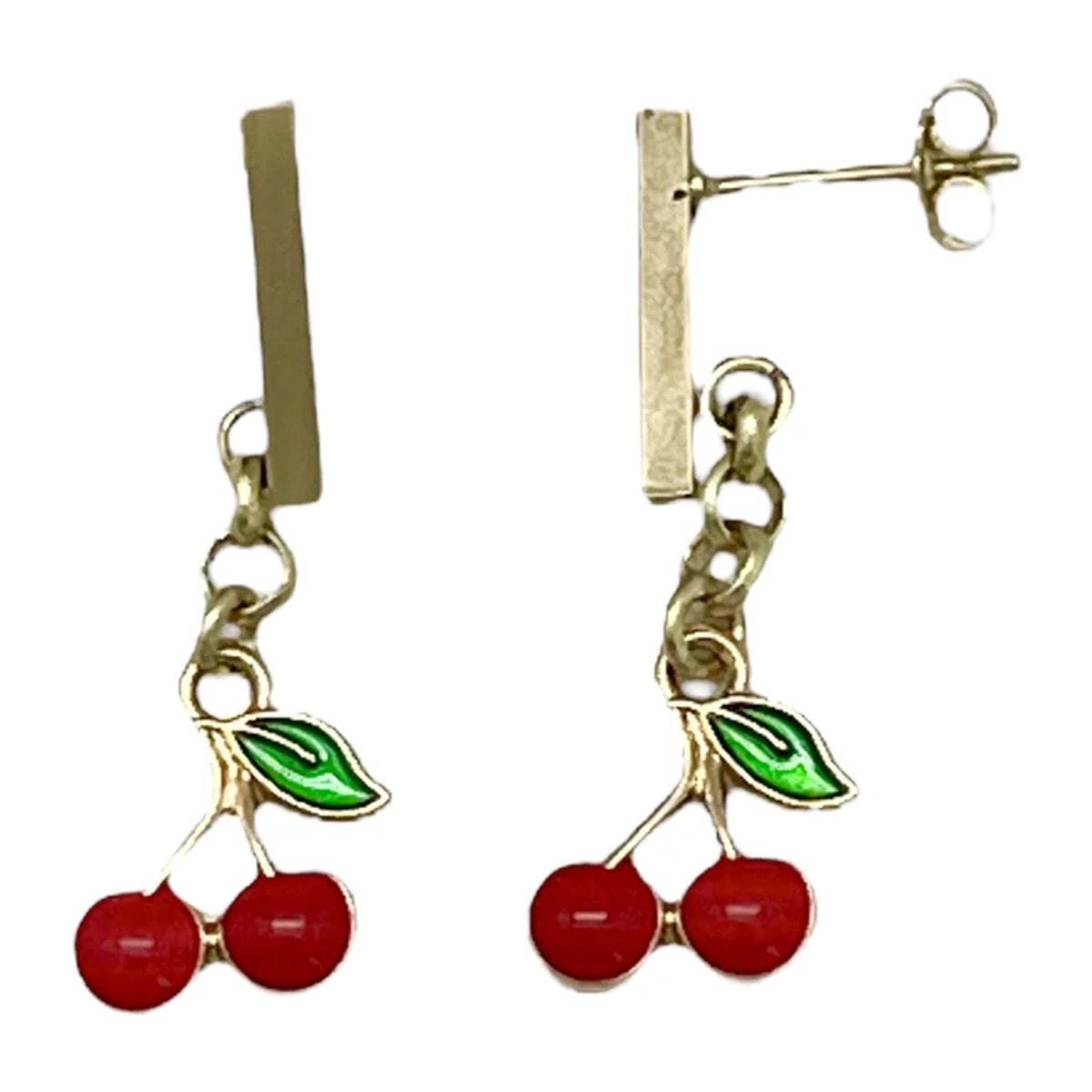 Pendiente Cerazas latón dorado y color rojo
