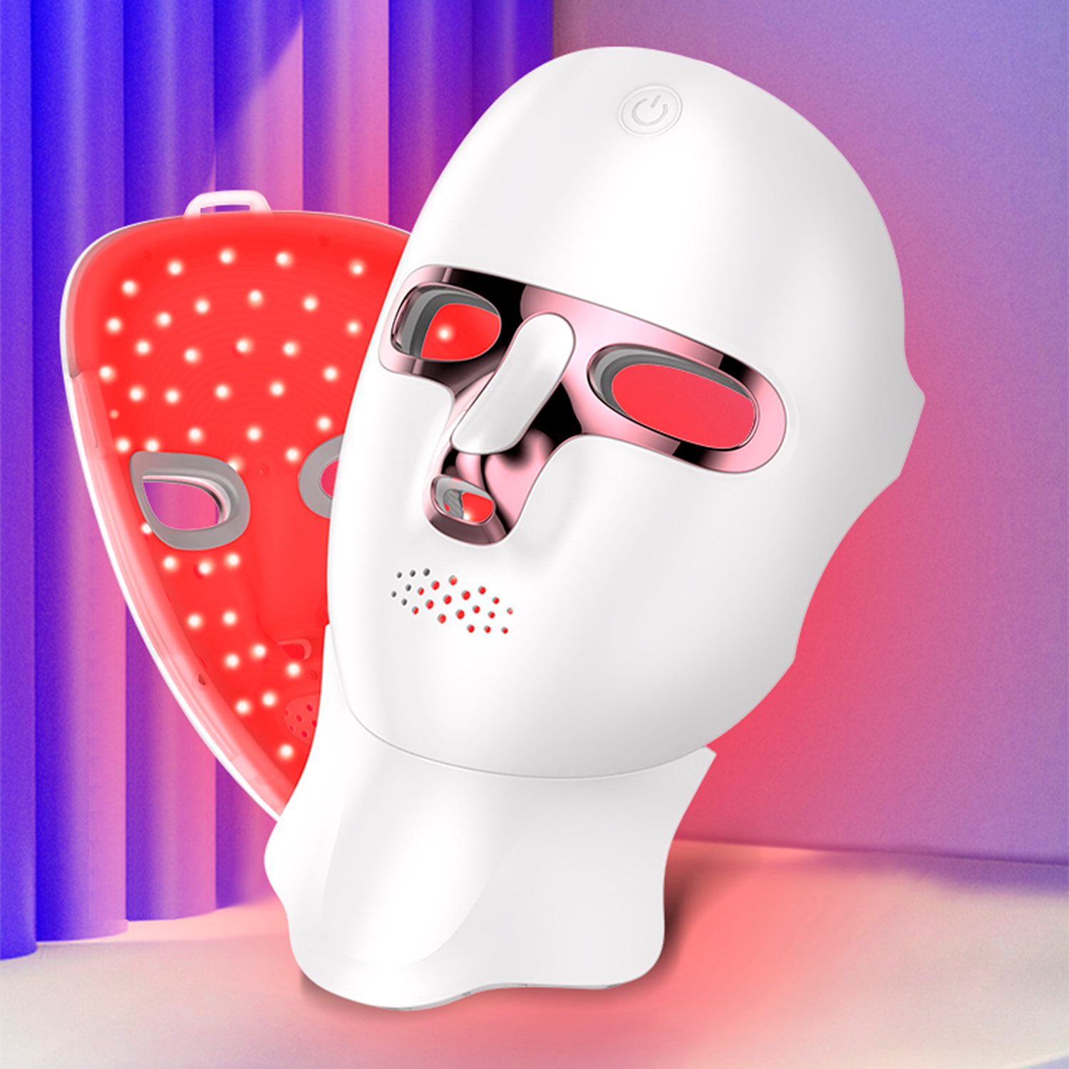 Maschera facciale senza fili con trattamento di luminoterapia a 7 colori. Viso e collo.