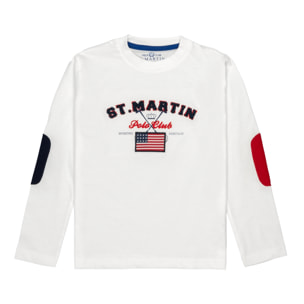 T-shirt manica lunga terry embroidery Polo Club St Martin Bianco