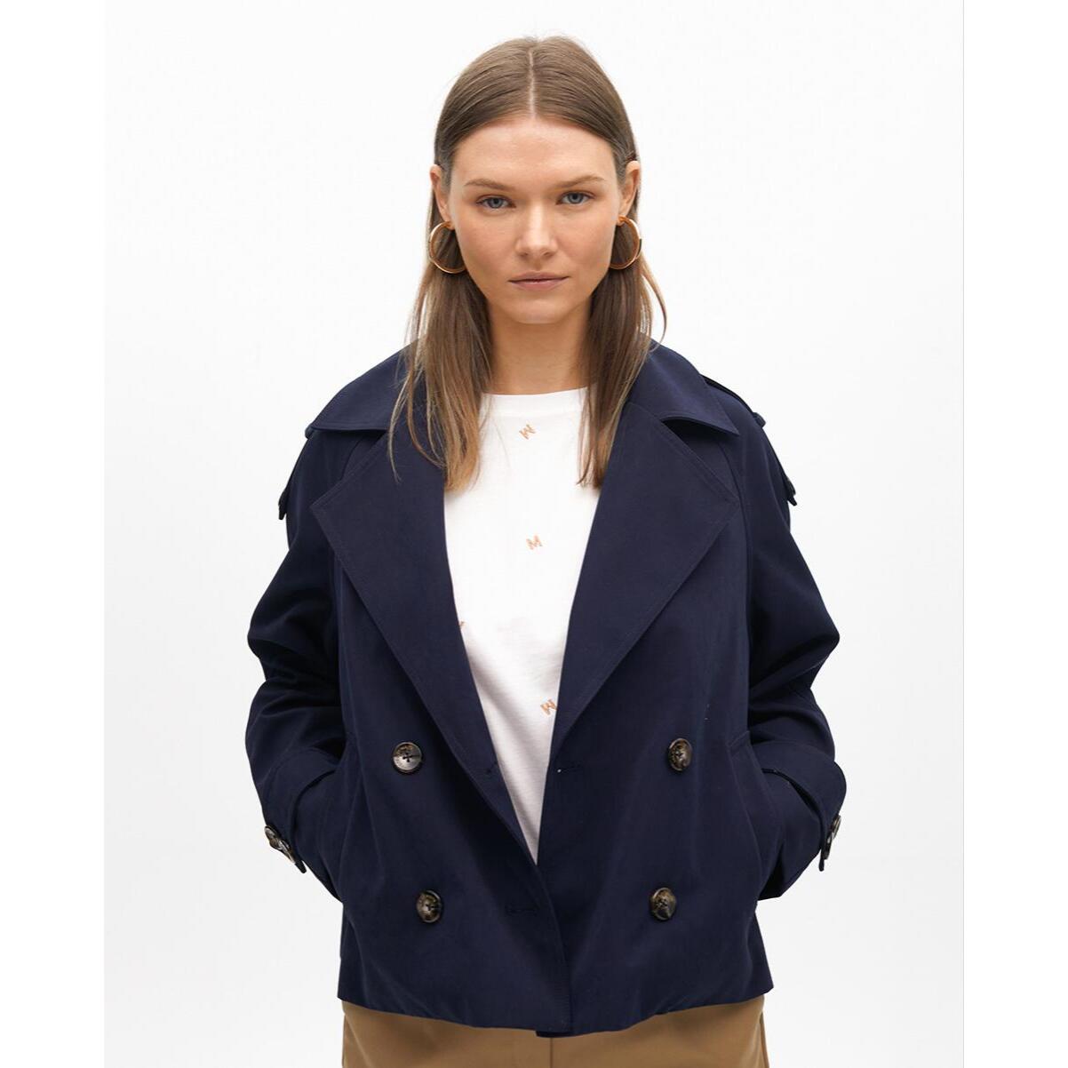 Trench corto in sarga doppiopetto