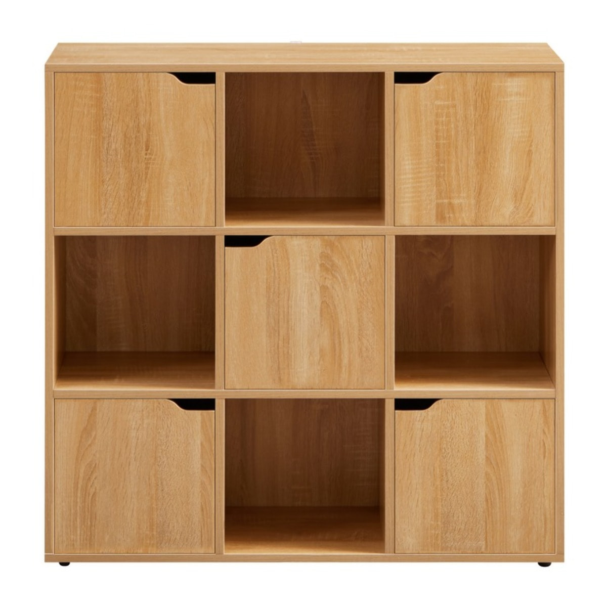Libreria in legno 9 cubi con 2 ante rovere - Ubli