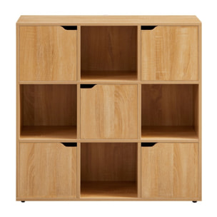 Libreria in legno 9 cubi con 2 ante rovere - Ubli