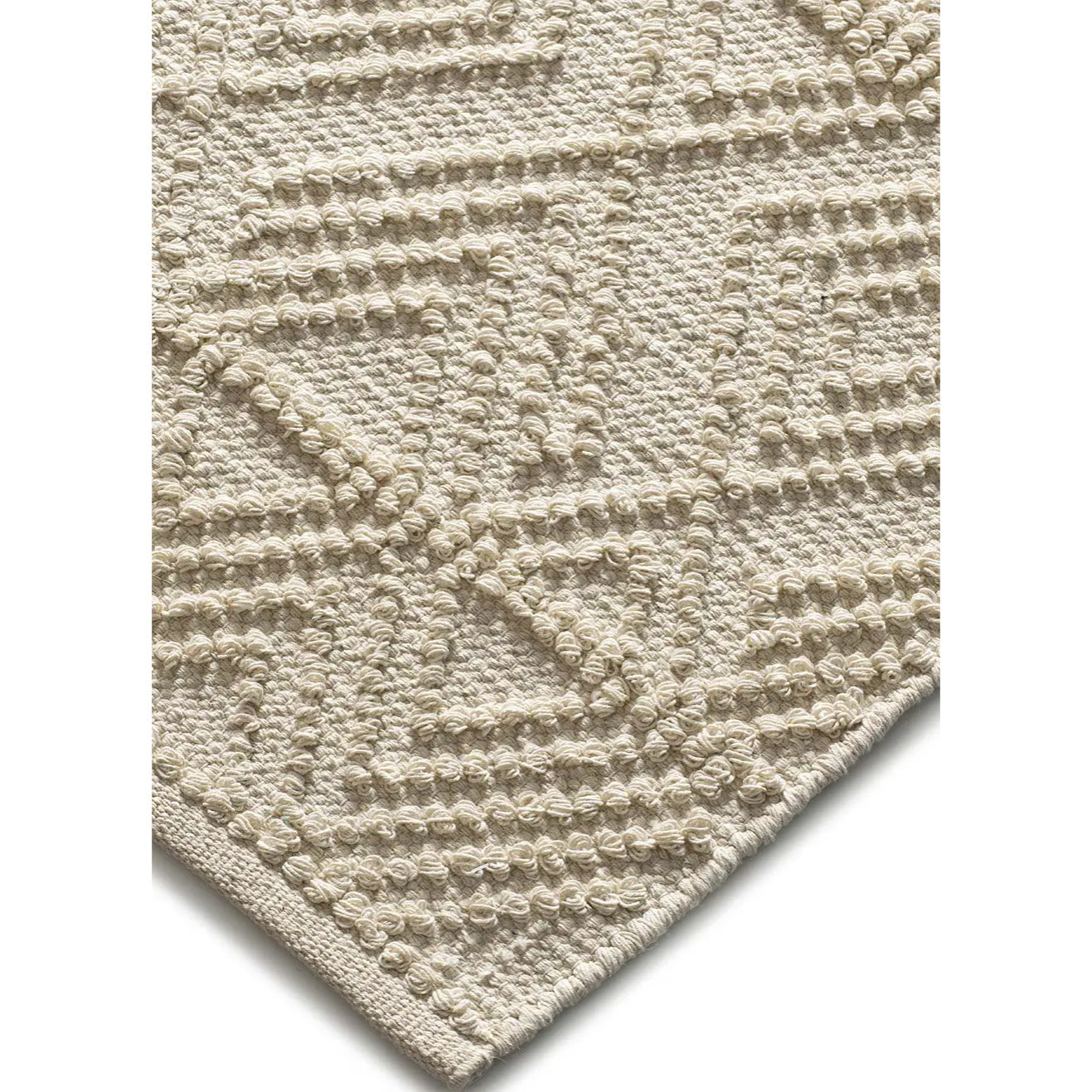 PAMUK Alfombra étnica algodón reciclado con relieve en crema, varias medidas disponibles