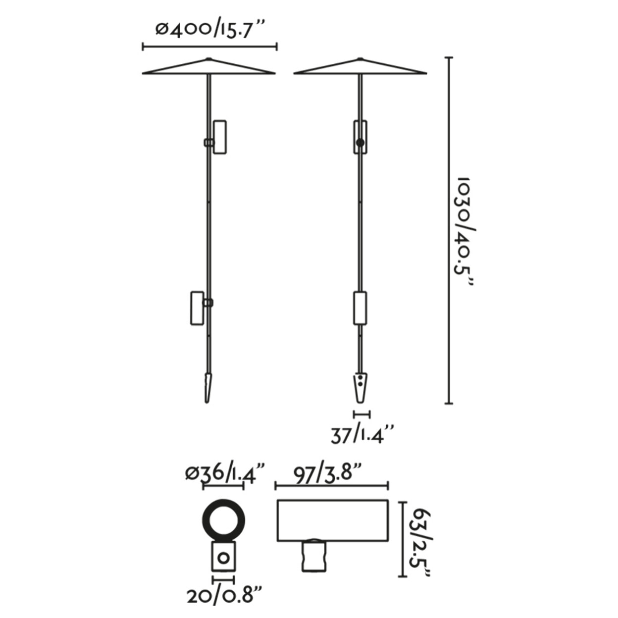 CLAP 1030 Piquet noir 2x6W 3000K 38º avec écran