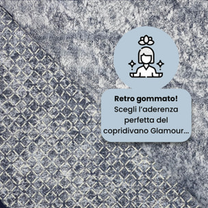 COPRIDIVANO GLAMOUR con Penisola DESTRA, Antiscivolo, Cotone+Microfibra+Fibre Varie, Made in Italy - BLU SCURO