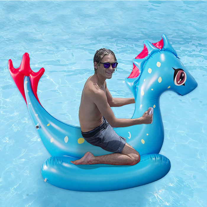 DAM Flotador gigante con forma de dinosaurio. 165x125cm. 165x85x125 Cm. Color: Azul
