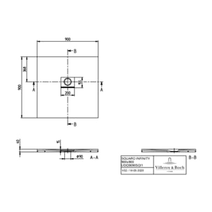 Receveur antidérapant Squaro Infinity quaryl edelweiss