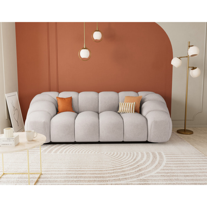 Ava - canapé 3 places bubble en velours texturé - Gris clair