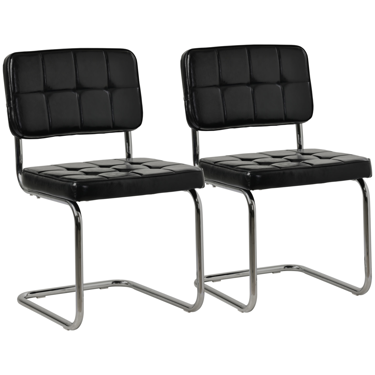 Lot de 2 chaises cantilever en simili noir MARIA