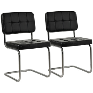 Lot de 2 chaises cantilever en simili noir MARIA