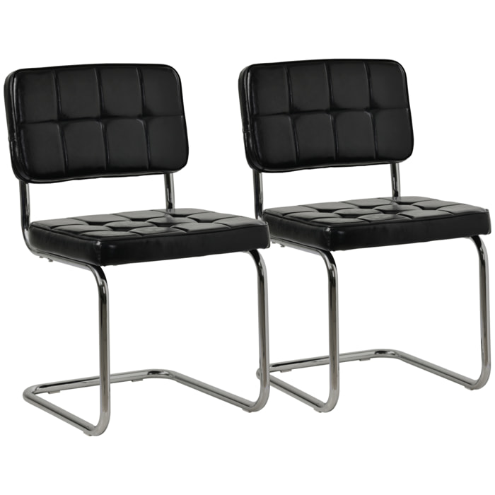 Lot de 2 chaises cantilever en simili noir MARIA