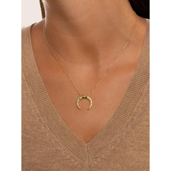 Collar Moonset Colors Plata Baño Oro