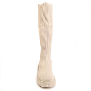 Bota De Plataforma - Beige - Altura: 5 Cm