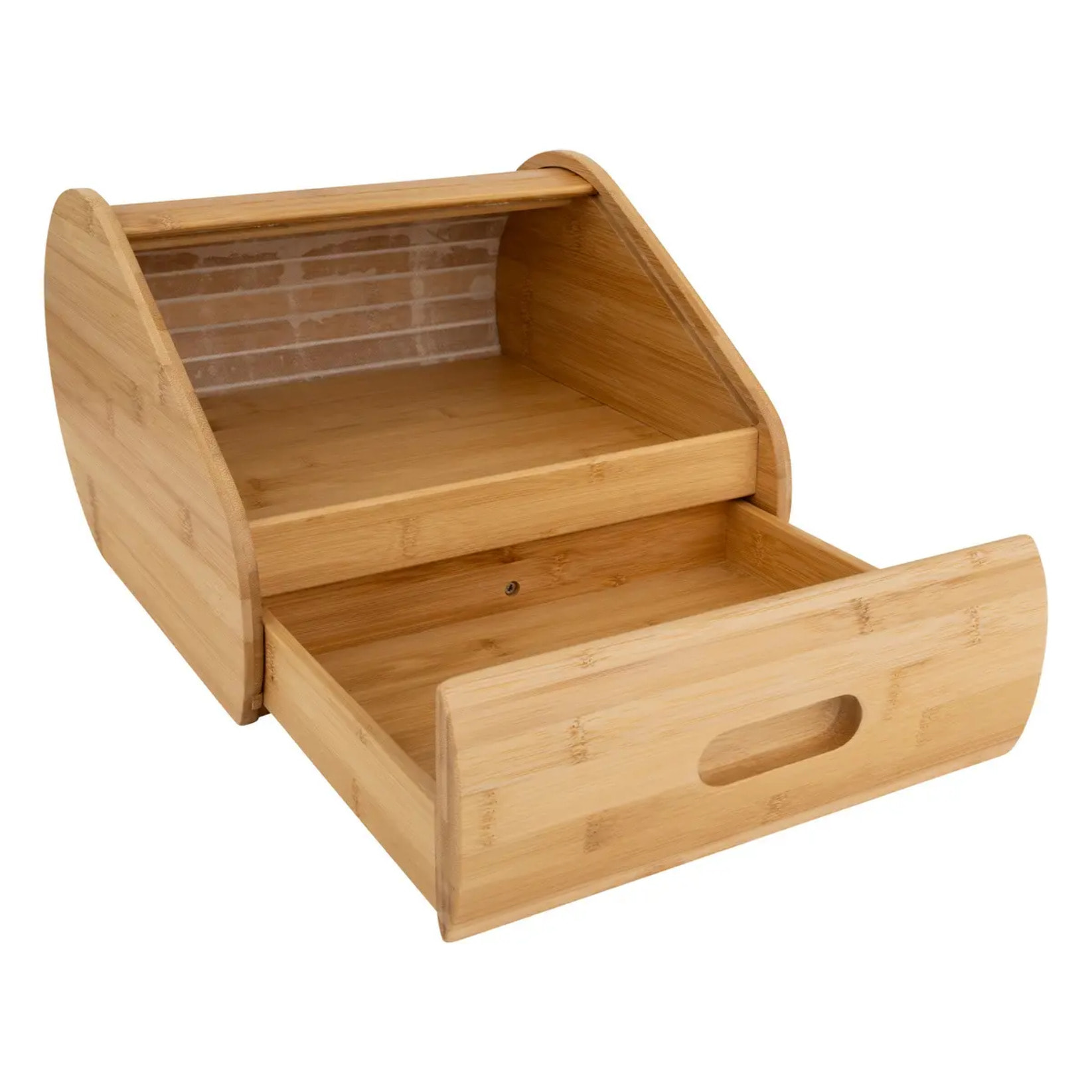 Boîte à pain avec tiroir en bambou beige 30,4x21,8cm
