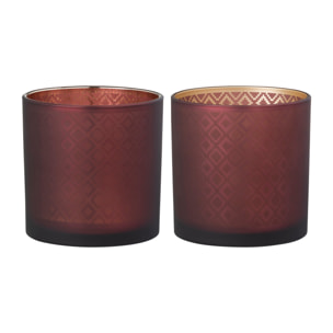 J-Line photophore Oriental - verre - rouge/or - medium - 2 pcs