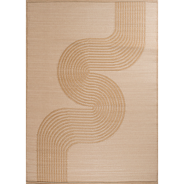 CAPRI - Tapis d'extérieur à motif vague - Beige