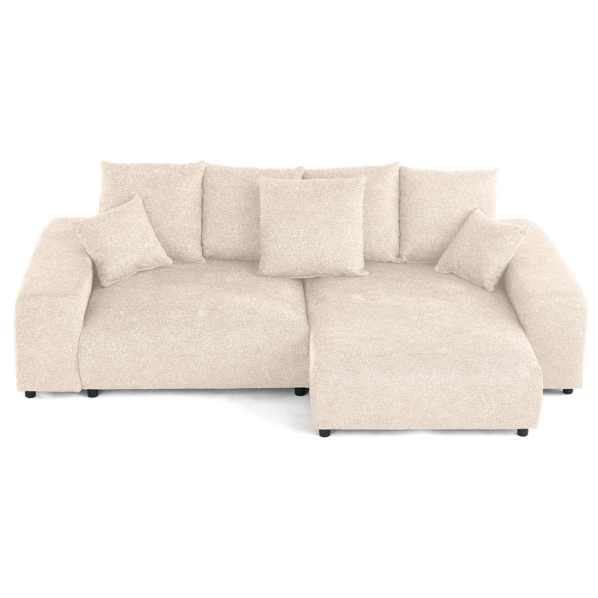 Spice - canapé d'angle réversible 4 places convertible avec coffre en tissu moucheté - Beige
