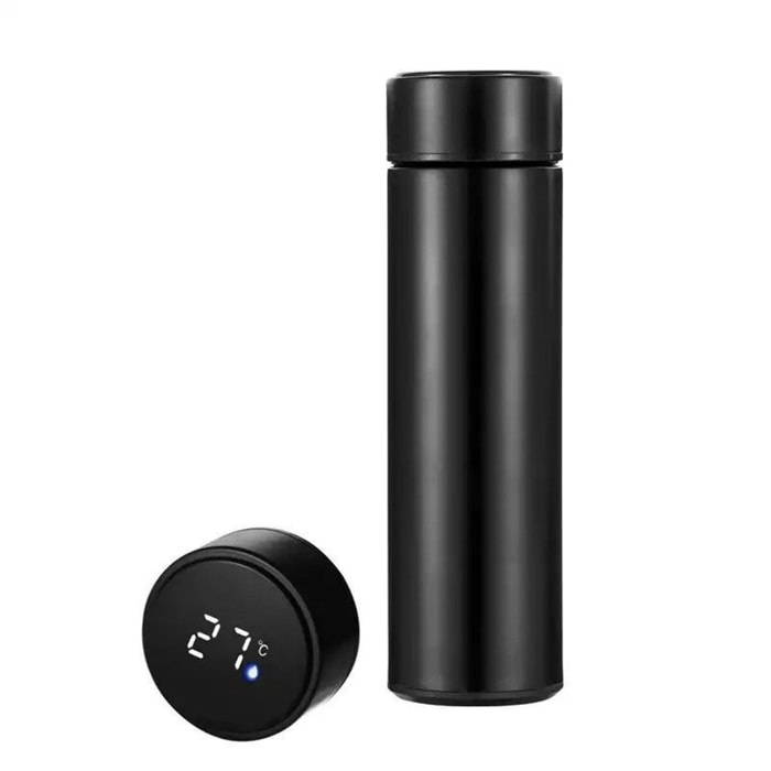 Bouteille isotherme en acier inoxydable 500ml avec affichage de la température Noir Herzberg HG04227-BLK
