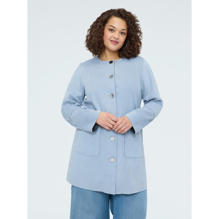 Fiorella Rubino - Abrigo soft touch con botones - Light - blue