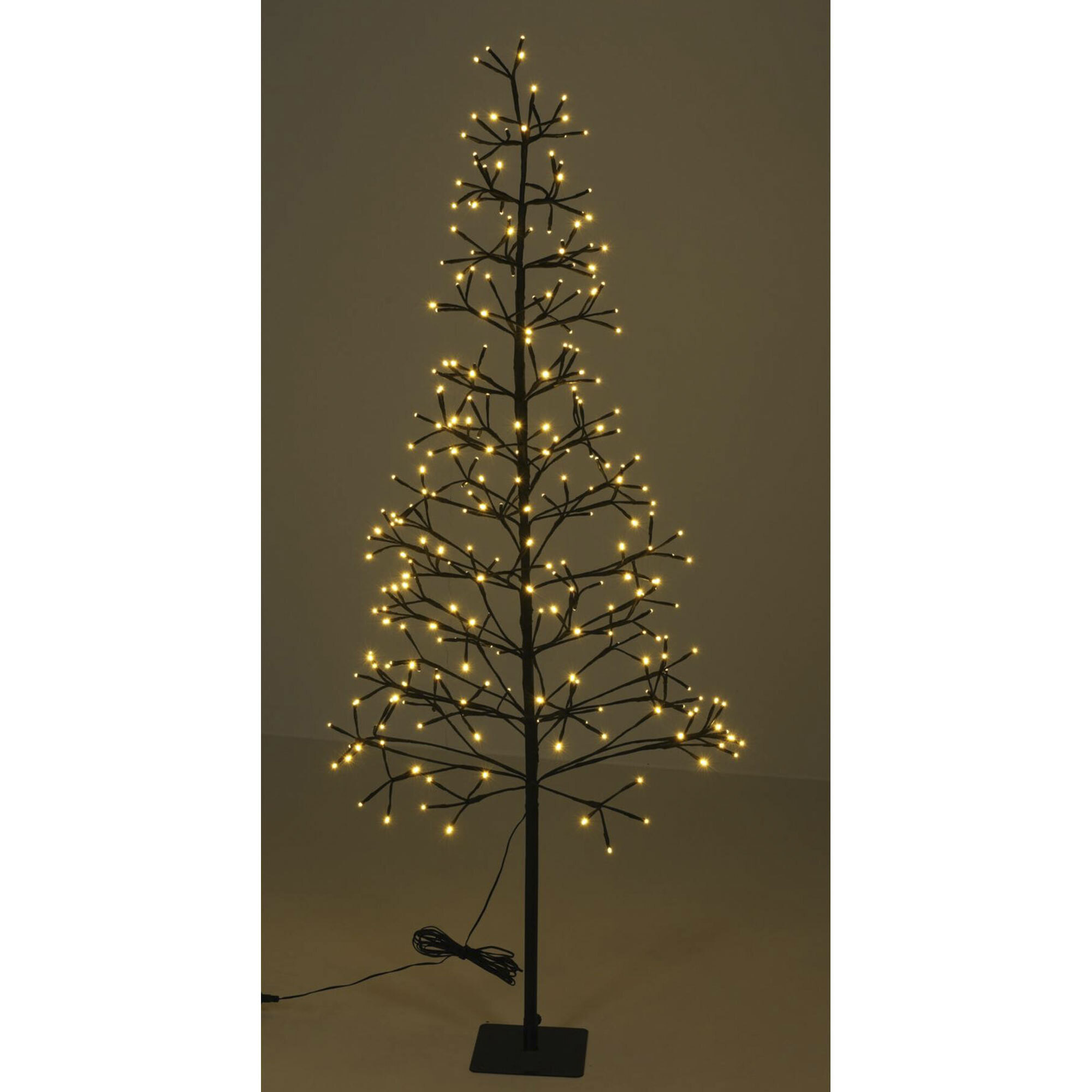 árbol de navidad en forma de a con 12 ramas con 280 luces led y una altura de 150cm
