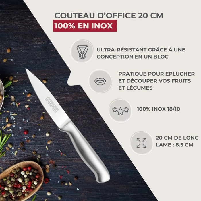 Ensemble de 6 Couteaux d'office en inox 20 cm en tout Nirosta Star