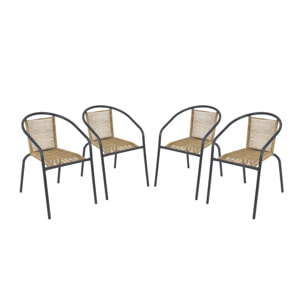 Fauteuil de jardin acier et résine (lot de 4) TONALA