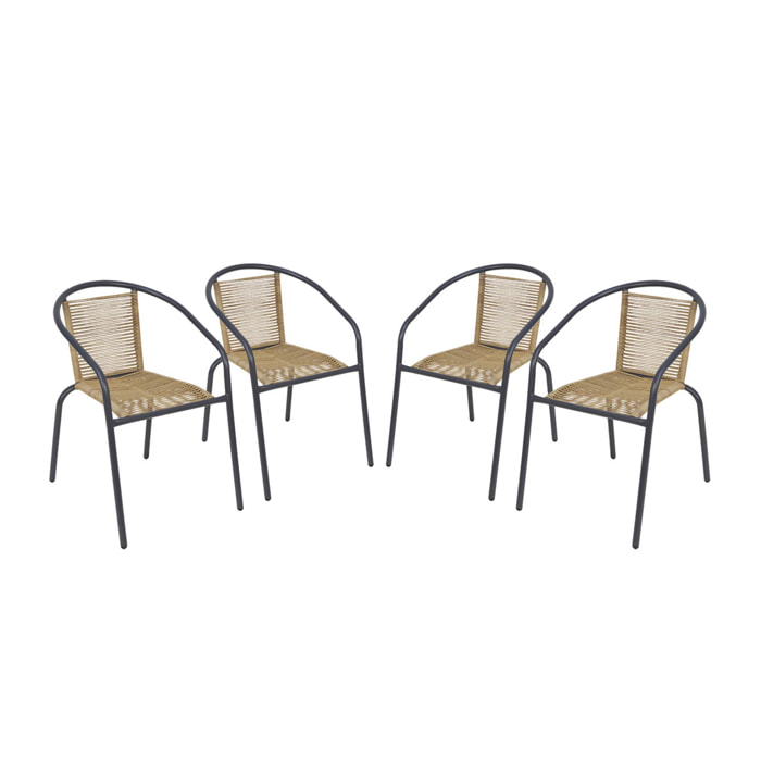 Fauteuil de jardin acier et résine (lot de 4) TONALA