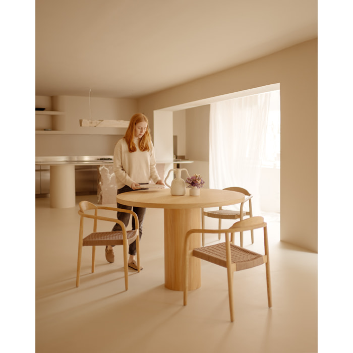 Mesa de comedor redonda de madera de fresno en varias medidas