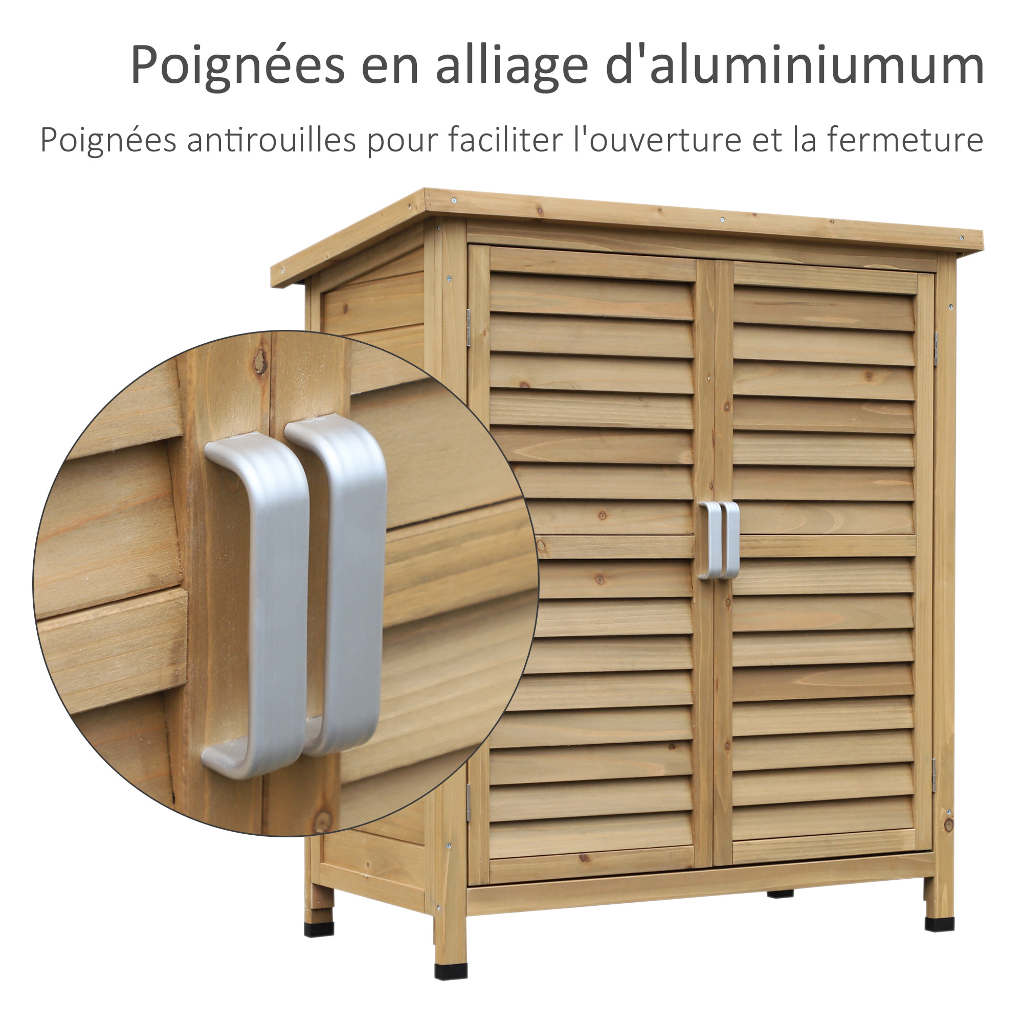 Armoire de jardin sur pied portes persiennes bois sapin autoclave vert