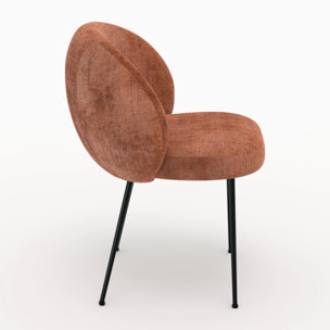 Chaise en velours chenillé terracotta et métal noir - Bloomy