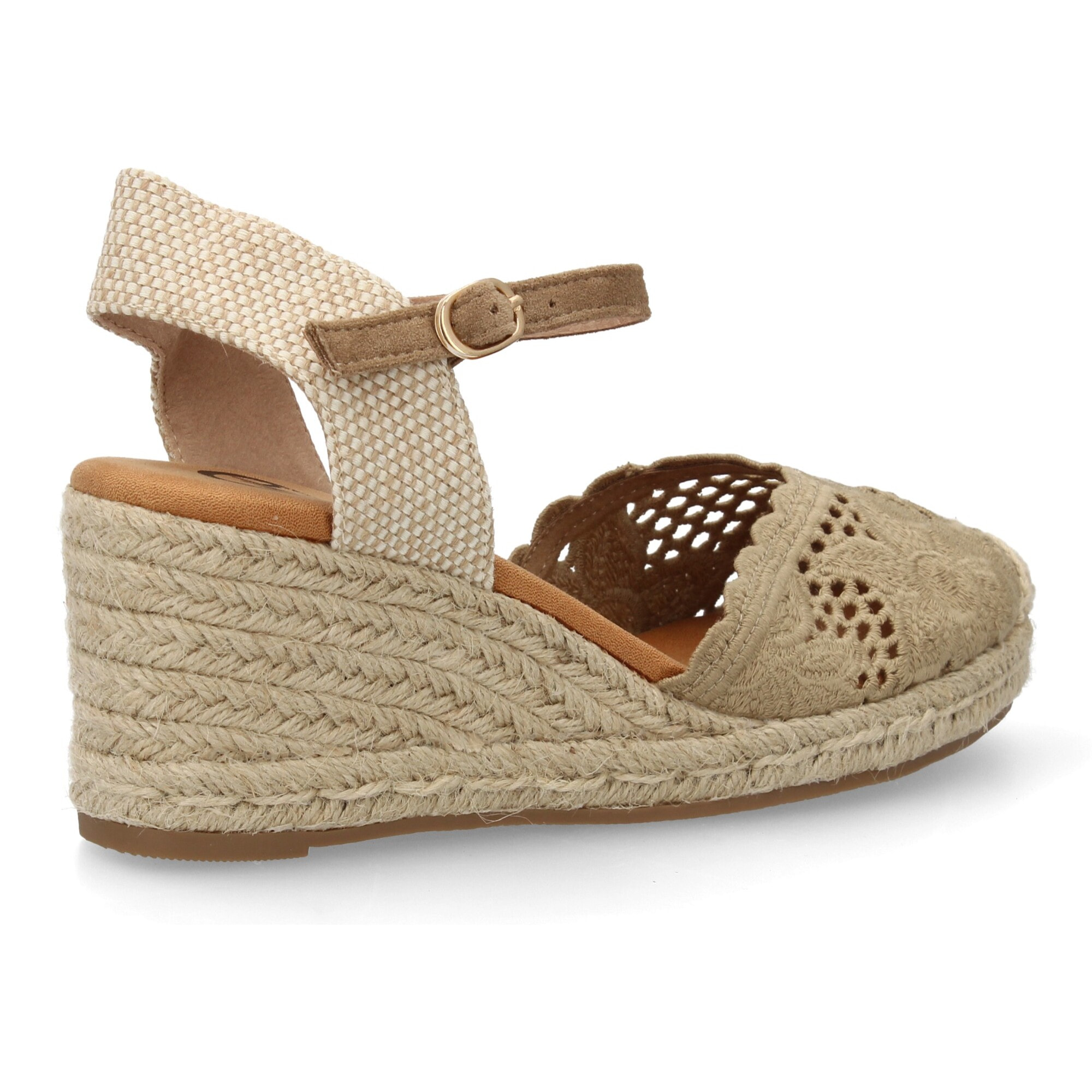 Alpargata valenciana cuña con adornos calados para mujer